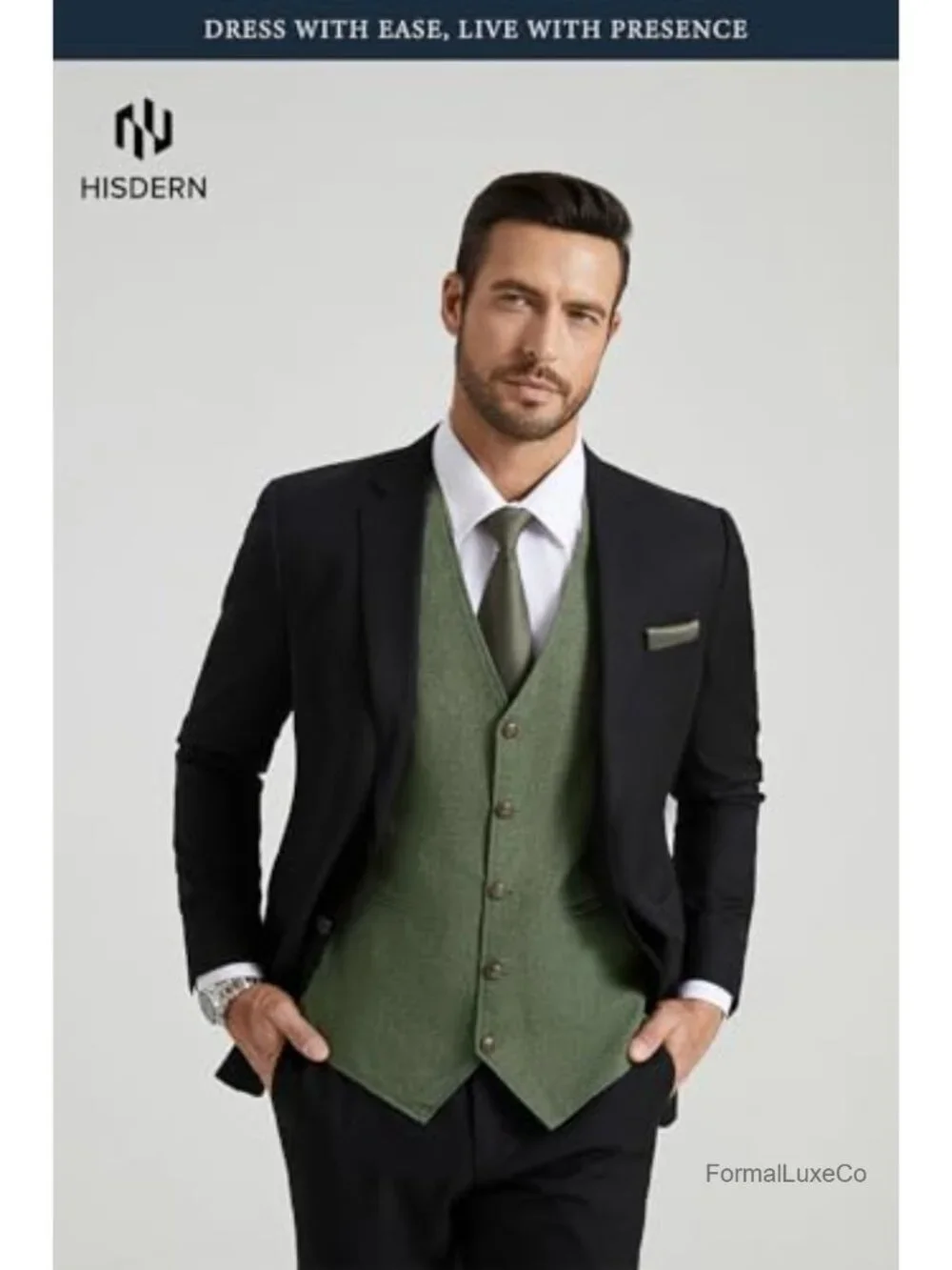 Vintage 5-Button Tuxedo Suit Vest for Men with 3 Pockets, Sleeveless Formal